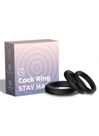 Набор из 3 черных эрекционных колец Stay Hard - Boys of Toys - в Хабаровске купить с доставкой