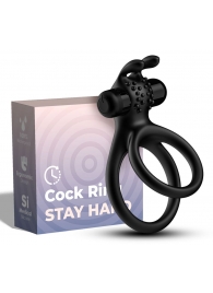 Черное эрекционное виброкольцо с подхватом мошонки Stay Hard - Boys of Toys - в Хабаровске купить с доставкой