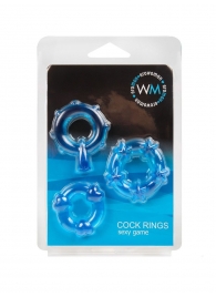 Набор из 3 синих эрекционных колец с различным рельефом - Erowoman-Eroman - в Хабаровске купить с доставкой