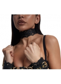 Черный ажурный чокер с золотистой фурнитурой - Crazy Handmade - купить с доставкой в Хабаровске