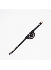 Черный чокер с клепками и золотистой фурнитурой - Crazy Handmade - купить с доставкой в Хабаровске