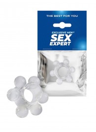 Прозрачное эрекционное кольцо с 6 стимулирующими шариками - Sex Expert - в Хабаровске купить с доставкой
