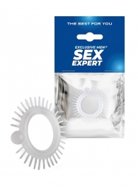 Эластичное эрекционное кольцо с шипиками и шариком - Sex Expert - в Хабаровске купить с доставкой