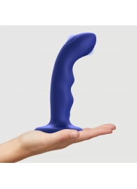 Синяя насадка-стимулятор Strap-On-Me Tapping Dildo Wave - Strap-on-me - купить с доставкой в Хабаровске