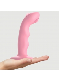 Розовая насадка-стимулятор Strap-On-Me Tapping Dildo Wave - Strap-on-me - купить с доставкой в Хабаровске