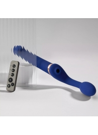 Синий безремневой страпон Multi Orgasm Bendable Strap-On size L с клиторальной стимуляцией - Strap-on-me - купить с доставкой в Хабаровске