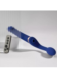 Синий безремневой страпон Multi Orgasm Bendable Strap-On size XL с клиторальной стимуляцией - Strap-on-me - купить с доставкой в Хабаровске