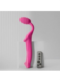 Ярко-розовый безремневой страпон Strap-on-me Vibrating Bendable Strap-On size XL - Strap-on-me - купить с доставкой в Хабаровске