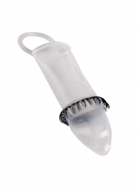 Закрытая насадка на пенис с подхватом мошонки и стимулирующими «ресничками» - Sextaz - в Хабаровске купить с доставкой