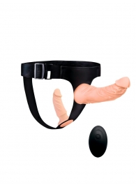 Женский страпон с 2 насадками, вибрацией и пультом ДУ - Erowoman-Eroman - купить с доставкой в Хабаровске