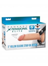 Телесный пустотелый фаллопротез 5’’ Hollow Silicone Strap-On - 14 см. - Pipedream - купить с доставкой в Хабаровске
