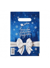 Сине-белый подарочный новогодний пакет с вырубной ручкой (20х30 см) - Сима-Ленд - купить с доставкой в Хабаровске