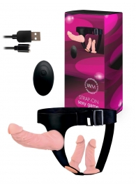 Женский страпон с 3 насадками и вибрацией - Erowoman-Eroman - купить с доставкой в Хабаровске