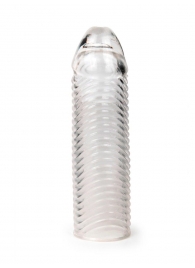 Прозрачная закрытая насадка на пенис с ребрышками - 16 см. - Sex Expert - в Хабаровске купить с доставкой