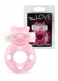 Розовое эрекционное виброкольцо в форме мишки - 1137 - в Хабаровске купить с доставкой