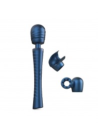 Синий вибромассажёр с насадками Man.wand Edgy - Manwan - в Хабаровске купить с доставкой