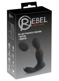 Черная анальная пробка с вибрацией, вращением и пультом ДУ RC Butt Plug with 2 Functions - Orion - в Хабаровске купить с доставкой