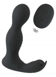 Черная анальная пробка с вибрацией, вращением и пультом ДУ RC Butt Plug with 2 Functions - Orion - в Хабаровске купить с доставкой