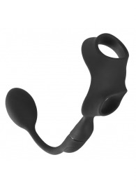 Черное виброкольцо с анальной пробкой Cock Ring with RC Butt Plug - Orion - в Хабаровске купить с доставкой