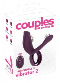 Фиолетовая насадка на член с клиторальным отростком и пультом ДУ RC Couple’s Vibrator 2 - Orion - в Хабаровске купить с доставкой