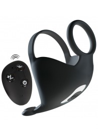 Черная вибронасадка для эрекции и стимуляции мошонки Cock ring with RC ball massager - Orion - в Хабаровске купить с доставкой