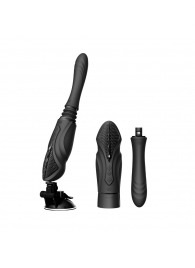 Черная секс-машина с функцией нагрева, насадками и присоской Sesh - Zalo - купить с доставкой в Хабаровске