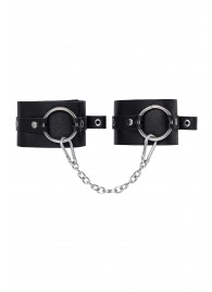 Черные оковы из толстой кожи с люверсами - Pecado - купить с доставкой в Хабаровске