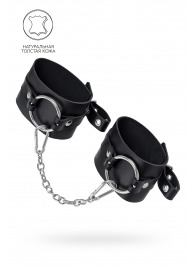 Черные оковы из толстой кожи с люверсами - Pecado - купить с доставкой в Хабаровске