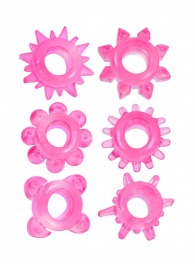 Набор из 6 розовых эрекционных колец с различным рельефом - Erowoman-Eroman - в Хабаровске купить с доставкой