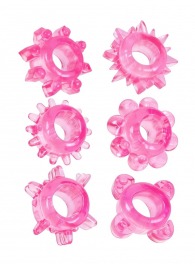 Набор из 6 розовых эрекционных колец с различным рельефом - Erowoman-Eroman - в Хабаровске купить с доставкой