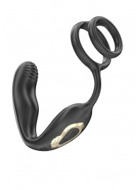 Черная анальная пробка с вращением и эрекционными кольцами - Ibiza - в Хабаровске купить с доставкой