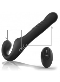 Черный безремневой страпон с вибрацией и возвратно-поступательными движениями - 24 см. - Ibiza - купить с доставкой в Хабаровске