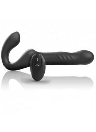 Черный безремневой страпон с вибрацией и возвратно-поступательными движениями - 24 см. - Ibiza - купить с доставкой в Хабаровске