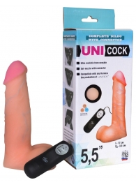 Фаллическая насадка Харнесс UNICOCK 5,5  с вибрацией - 17 см. - LOVETOY (А-Полимер) - купить с доставкой в Хабаровске