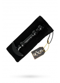 Элегантный чёрный анальный стимулятор с шариками на стволе - 15,5 см. - Sexus