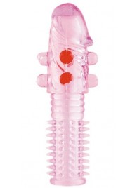 Гелевая розовая насадка с шариками и шипами - 14 см. - ToyFa - в Хабаровске купить с доставкой