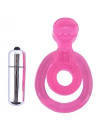 Розовая вибронасадка со стимулятор клитора   Язычок - Toyfa Basic - в Хабаровске купить с доставкой