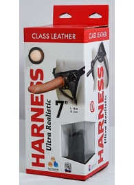 Насадка-фаллоимитатор на кожаных трусиках Harness Ultra Realistic 7  - 18 см. - LOVETOY (А-Полимер) - купить с доставкой в Хабаровске