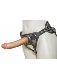 Насадка-фаллоимитатор на кожаных трусиках Harness Ultra Realistic 7  - 18 см. - LOVETOY (А-Полимер) - купить с доставкой в Хабаровске