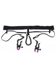 Трусики с зажимами для половых губ и бусинками для массажа промежности - Orion - купить с доставкой в Хабаровске