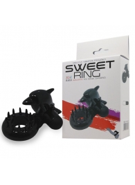 Чёрное эрекционное виброкольцо Sweet Ring с дельфинчиком - Baile - в Хабаровске купить с доставкой