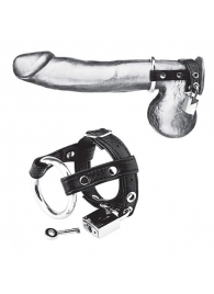 Утяжка на пенис на замочке Duo Cock And Ball Lock - BlueLine - купить с доставкой в Хабаровске
