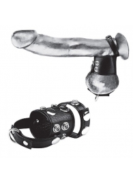 Утяжка на пенис и мошонку Cock Ring With 1.5  Ball Stretcher And Optional Weight Ring - BlueLine - купить с доставкой в Хабаровске