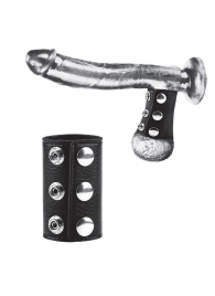 Чёрная утяжка на кнопках 100% PVC STRAP WITH METAL SNAP - BlueLine - купить с доставкой в Хабаровске
