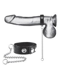 Утяжка на пенис с поводком Snap Cock Ring With 12  Leash - BlueLine - купить с доставкой в Хабаровске