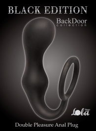 Чёрное эрекционное кольцо с анальной пробкой Double Pleasure Anal Plug - Lola Games - в Хабаровске купить с доставкой