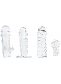 Набор из 4 насадок на член Pleasured Penis Enhancement Sleeve 4 Pack - XR Brands - в Хабаровске купить с доставкой