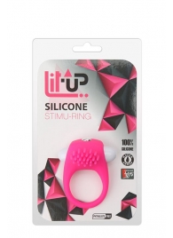 Розовое эрекционное кольцо с щеточкой LIT-UP SILICONE STIMU RING 5 - Dream Toys - в Хабаровске купить с доставкой