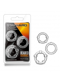 Набор из 3 прозрачных эрекционных колец Stay Hard Beaded Cockrings - Blush Novelties - в Хабаровске купить с доставкой