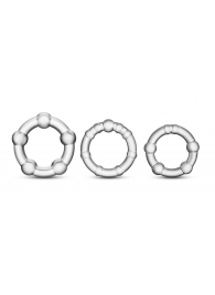 Набор из 3 прозрачных эрекционных колец Stay Hard Beaded Cockrings - Blush Novelties - в Хабаровске купить с доставкой